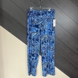 Sunny Leigh Clare Blue Animal Print Stretch Pants NWT Size Large
